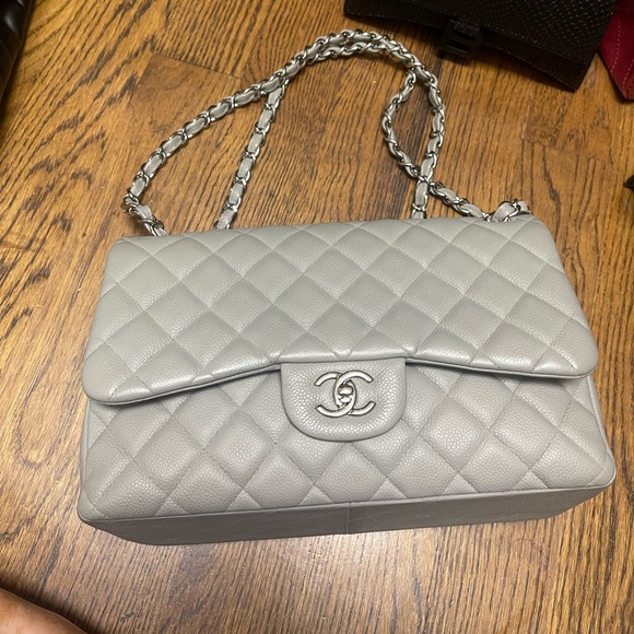 CHANEL Handbags - Chanel Grey caviar jumbo SHW